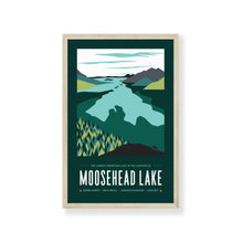 Load image into Gallery viewer, Moosehead Maine Print 11"x17" | Vintage Travel Print | Lake Print | Maine Print | Moosehead Lake Print | Moosehead Maine | Moosehead Lake