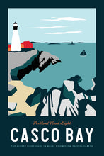 Load image into Gallery viewer, Casco Bay Maine Poster | Vintage Travel Poster | Ocean Poster | Landscape Poster | Maine Poster | Portland Head Light | Casco Bay Print