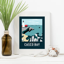Load image into Gallery viewer, Casco Bay Maine Print 8.5"x11" | Vintage Travel Print | Ocean Print | Maine Print | Portland Head Light | Casco Bay Print