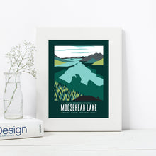 Load image into Gallery viewer, Moosehead Maine Print 8.5"x11" | Vintage Travel Print | Lake Print | Maine Print | Moosehead Lake Print | Moosehead Maine | Moosehead Lake