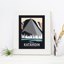 Load image into Gallery viewer, Katahdin Maine Print 8.5"x11" | Vintage Travel Print | Mountain Print | Maine Print | Mount Katahdin Print | Katahdin Maine