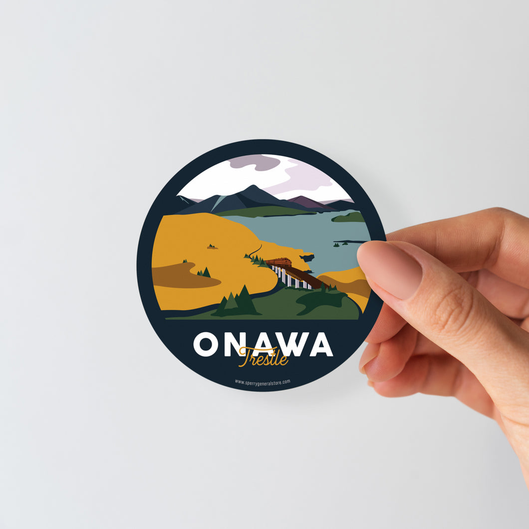 Onawa Maine Sticker | Vintage Travel Sticker | Onawa Trestle Sticker |  Maine Sticker | Lake Onawa Maine