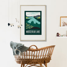 Load image into Gallery viewer, Moosehead Maine Poster 16&quot;x24&quot; | Vintage Travel Poster | Lake Poster | Maine Poster | Moosehead Lake Print | Moosehead Maine
