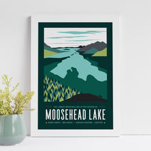 Load image into Gallery viewer, Moosehead Maine Poster 16&quot;x24&quot; | Vintage Travel Poster | Lake Poster | Maine Poster | Moosehead Lake Print | Moosehead Maine
