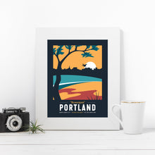 Load image into Gallery viewer, Portland Maine Print (dark palette) | Vintage Travel Print | Portland Print | Maine Print | Portland Maine Print
