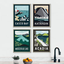 Load image into Gallery viewer, Maine Print Set | Maine Art Set | Acadia National Park | Moosehead Lake | Casco Bay | Katahdin | Maine Travel Art
